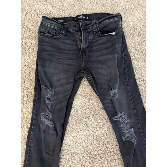 Hollister Slim Straight Epic Flex Distressed Ripped Black Wash Jeans 29/30 - Picture 9 of 10